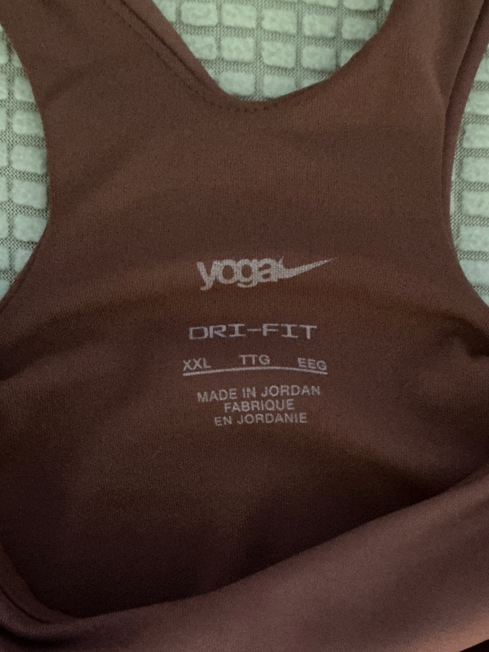 Nike Dri-FIT Yoga Racerback Sports Bra — Brown